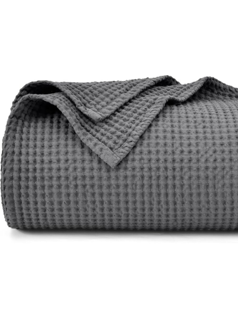 Lightweight Charcoal Waffle Blanket, 100% Cotton, King Size, Breathable Comfort